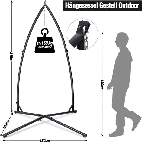 Wolketon Hängestuhlgestell 150kg Belastbarkeit Hängesesselgestell Metall Hängesitzständer Hängestuhlständer Hängesessel Gestell