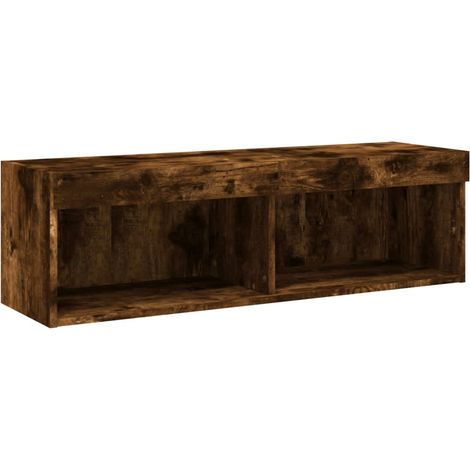 Mobile TV multimediale scaffale TV credenza TV sala da pranzo soggiorno camera da letto con luci LED rovere affumicato 100 x 30 x 30 cm marrone 020026711