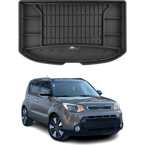 Tapis de Coffre 3D TPE Premium Compatible avec Kia Soul II 2013-2018 - Bac de Protection de Coffre Intérieur antidérapant Revêtement de Coffre Bords Hauts pour Voiture Noir