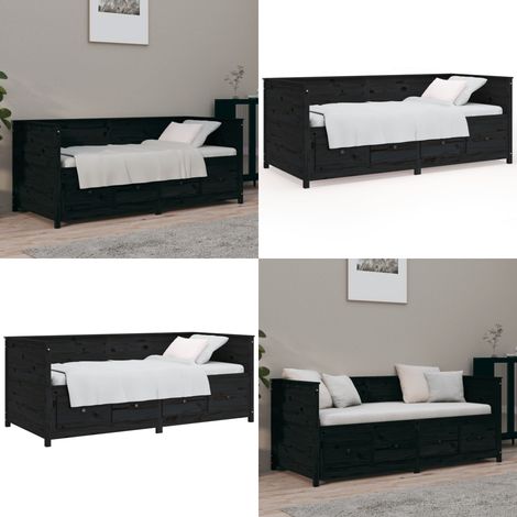 Tagesbett Schwarz 75x190 cm Massivholz Kiefer - Tagesbett - Schlafsofa - Gästebett - Massivholzmöbel - Kiefernholz - Home & Living (1/5)