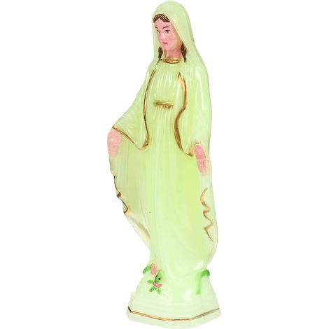 Vierge Marie Statue Lumineuse Notre-Dame de Grâce, Figurine Religieuse Catholique, Décoration Mère Pâle Jaune (1/5)