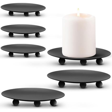 Lot de 6 Bougeoirs Ronds en Métal Noir – Porte-Bougies Stables 6,8 cm & 9 cm – Style Vintage pour Décoration de Table, Mariage, Maison & Fêtes (1/5)