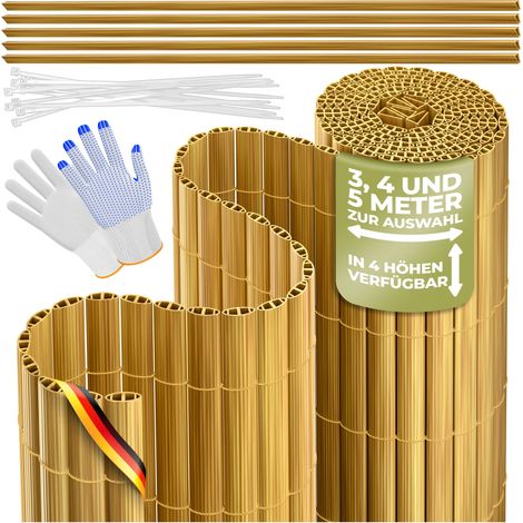 KESSER® PVC privacy screen fence privacy screen fence balcony panelling windbreak weatherproof reinforced slats for garden balcony terrace outdoor 160 x 500 cm / bamboo