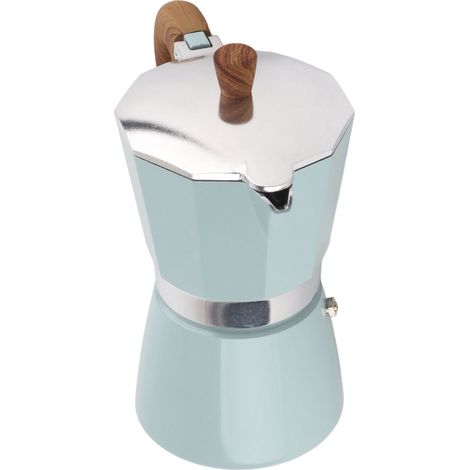 Cafetière Moka 300 ml (6 tasses) en alliage d'aluminium, finitions soignées, style italien, idéale pour la maison, le café, le bureau, le camping et les pique-niques. (1/5)