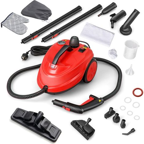 Pulitore a vapore portatile 37 x 26 x 25 cm 2000W 15 accessori Pulizia potente in PP rosso 200012905
