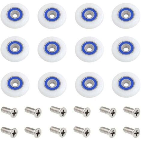 Roulette Porte Douche 12 Pièces 27mm Roulettes pour Porte de Douche Roulette Porte Douche Roues Roulettes de Rechange Roulette Porte Roulette de Douche pour Porte de Douche avec Des Vis (1/4)