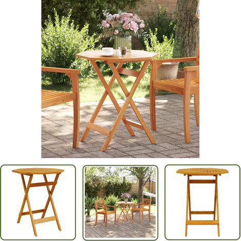 The Living Store Gartentisch Klappbar Ø70x75 cm Massivholz Akazie - Gartentisch - Holzgartenmöbel - Akazienholz - Klapptisch - Outdoortisch (1/5)