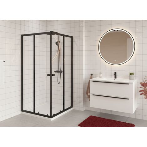 Swiss Aqua Technologies SAT PROJECT Dusche 90x90cm verschiebbar mit mattschwarzem Profil (SATPROMUQ90CT)