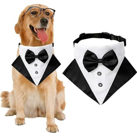 Formel Chien Smoking Bandana Chien De Mariage Bandana Collier De Chien  Noeud Papillon Réglable Petit