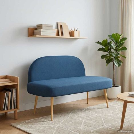 vidaXL Banc rembourré avec dossier Bleu 110 x 60 x 76 cm Polyester