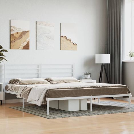 Cadre de lit métal sans matelas-Structure de lit et tête de lit blanc 180x200 cm 975579 (1/5)