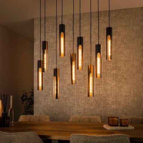 Grande suspension contemporaine en métal 9 lampes AMBRE (1/4)