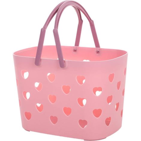 Panier De Douche Portable, Panier De Rangement en Plastique avec Poignée pour Salle De Bain, Dortoir Universitaire, Garde-Manger, Cuisine(Rose) (1/5)