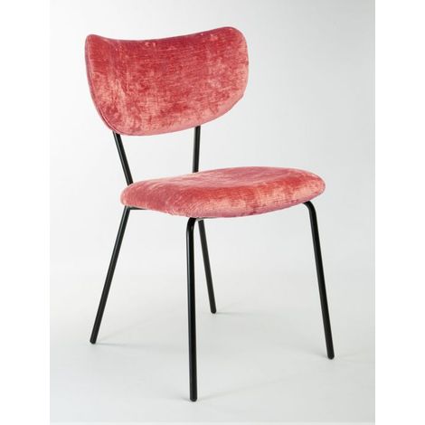 Sedia velluto imbottita Design Moderno qualità Made In Italy - Telaio Metallo NERO velluto pregiato 5 colori - SURI Colore Velluto Rosso Rosè - Telaio Nero Opaco (1/5)