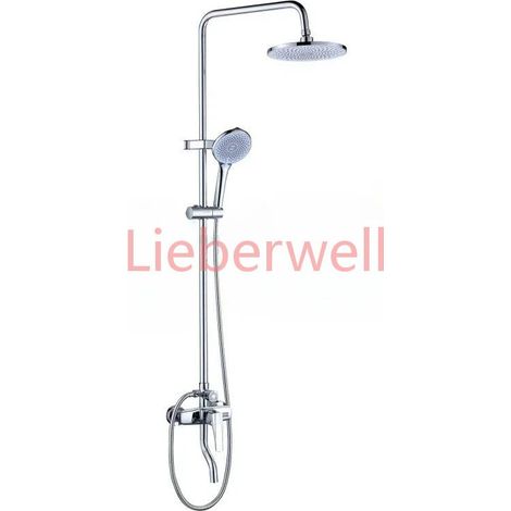 Système de douche en laiton chromé/gris, ensemble de robinets de douche de salle de bains muraux, ensemble de douche de salle de bains à pluie avec robinet pivotant (1/5)