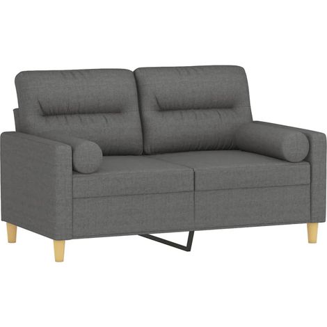 Sofá de 2 plazas con cojines tela gris oscuro 120 cm vidaXL