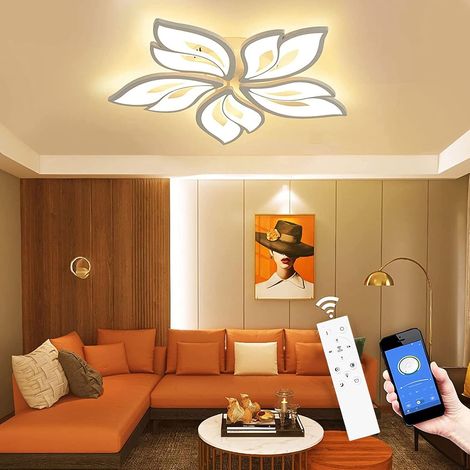 Plafonnier LED APP à intensité variable - Lampe de salon - Lampe de chambre à coucher avec télécommande - Changement de couleur - Plafonnier moderne à économie d'énergie - Éclairage de plafond pour (1/5)