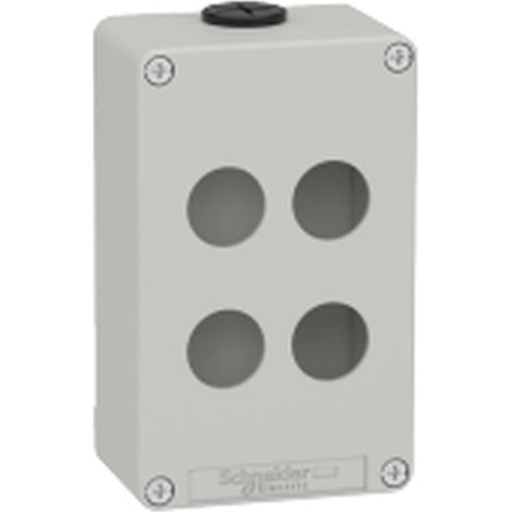 Caja vacía GRIS 4 orificios + SCHNEIDER + material resistente + medidas compactas.