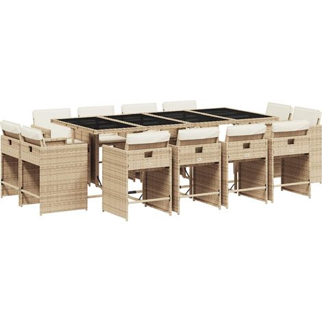 Maison Exclusive - Set comedor de jardín con cojines 13 pzas ratá