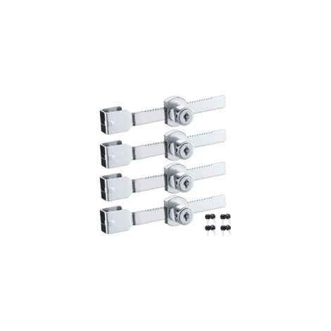 Ensemble de 4 serrures chromées pour portes coulissantes en verre avec clés assorties (petites). (1/5)