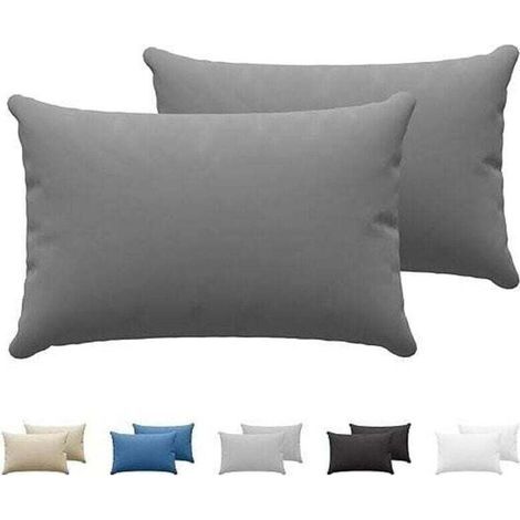 Federa 30 x 50 cm in cotone (set da 2) Jersey di cotone 150 - Antracite - Federa 30x50 cm - Copricuscino resistente e ipoallergenico per cuscino 30x50 cm (1/4)