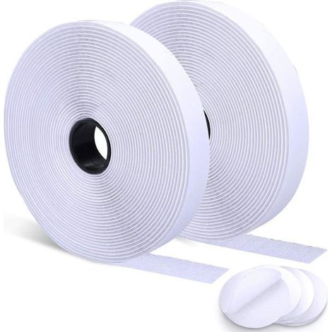 HOXILEELEO8M Scratch Autocollant Double Face, avec Extra 4 Paires Autocollant Rond, Pour Moustiquaires/Cas Photos Installation, 20mm, (1/4)