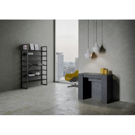 Consolle allungabile 90x48/296 cm Venus antracite spatolato allunghe interne (1/5)