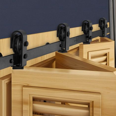 Kit Quincaillerie de Porte Grange Coulissante Pliante, 1524 mm, Rail Simple Robuste, Montage par Haut, Coulissement Fluide, pour 4 Portes 35,56 cm de Placard, Buanderie, Portes Non Incluses (1/5)