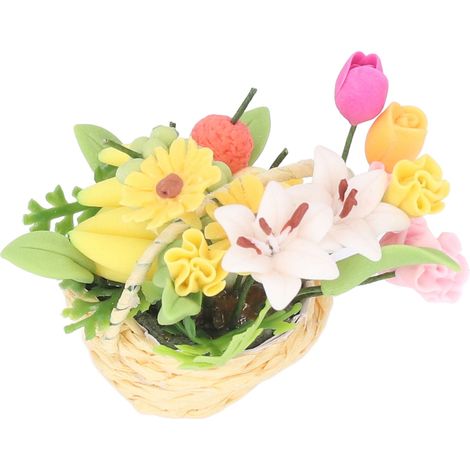 Panier de Fruits et Fleurs Miniature 1:12 - Artisanat Détaillé, Portable et Durable (1/5)