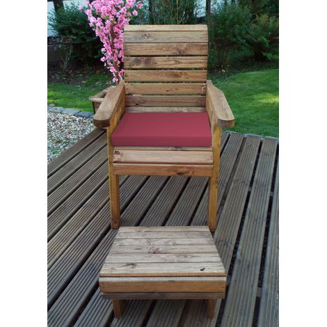 One Seater Lounger with Cushions - W68 x D135 x H98 - Fully Assembled - Burgundy