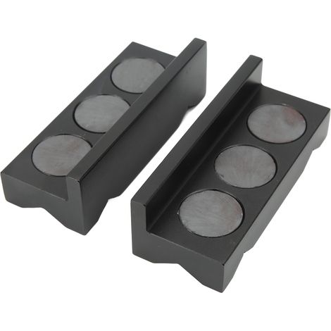 2 Mâchoires d'étau en acier et aluminium, aimantées, rainurées haute performance, usage polyvalent pour tout étau. (1/5)