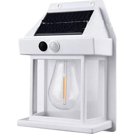 Applique Murale Solaire en Tungstène pour l'extérieur, Lumiere Solaire Exterieur, Lampe Solaire Exterieur Detecteur de Mouvement, 3 Modes Luminaire, IP65 Etanche Éclairage Mural d'extérieur (Blanc) (1/5)