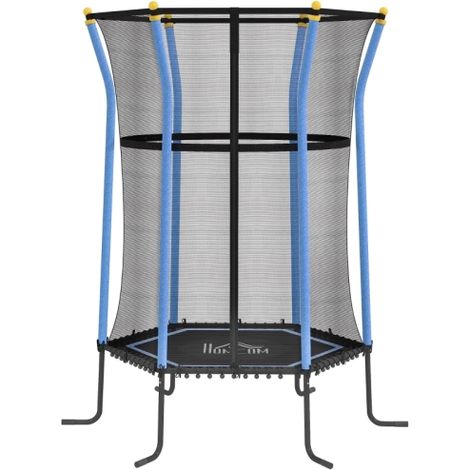 Blue Kids Trampoline Mini Bouncer with Safety Net Enclosure for Children Ages 3 to 10 Years