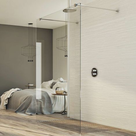 Parete doccia in vetro trasparente 8 mm h 198 mod. Walk in Free 120 cm