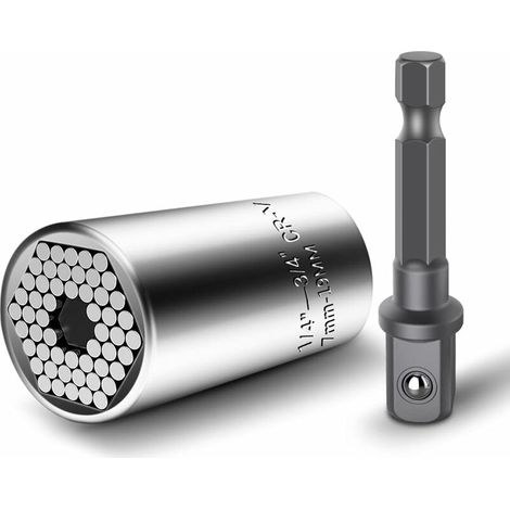DEESSE SHOP - Lot de 2 douilles universelles, jeu de clés à douille Gator Grip 7-19 mm outil à main polyvalent outil de réparation universel de l'industrie automobile (1/5)
