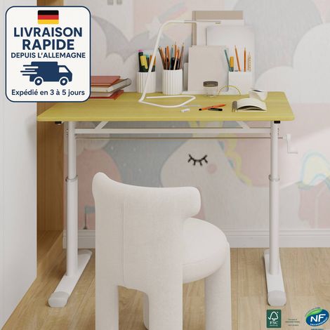 Scrivania regolabile in altezza, struttura in acciaio - 60 x 100 x (60-90) cm - Colore legno