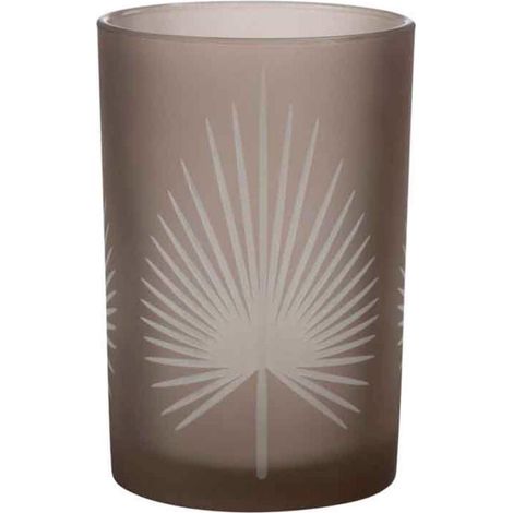 Photophore Déco "Feuilles de Palmier" 18cm Marron (1/3)