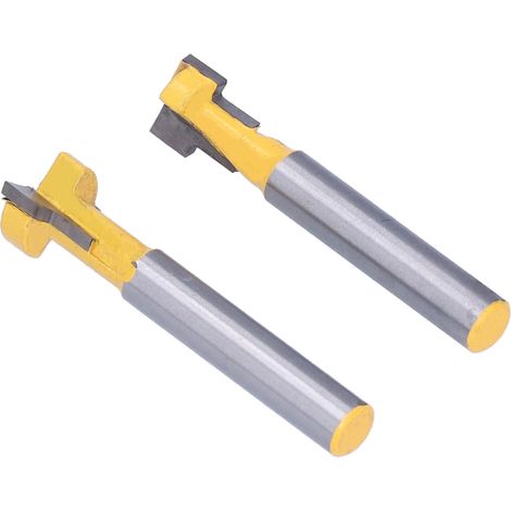Lot de 2 fraises à défoncer T en carbure, 9,52 mm et 12,7 mm, tige 6,35 mm, pour cylindre de serrure et perçage de trou de clé (1/5)