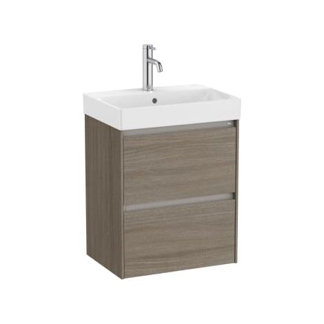 MUEBLE LAVABO BLANCO 500X360 ONA COMPACT 2 CAJONES LED OLMO OSCURO