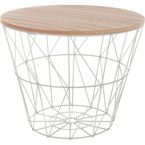 Table d'appoint design en MDF et métal gris - Dim : D.38 x H.30,5 cm -PEGANE