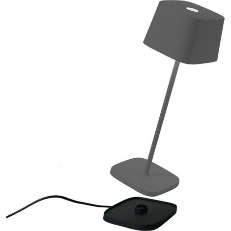 Zafferano Lampada a led da tavolo Ofelia Pro Grigio Scuro ricaricabile e dimmerabile - 2200-2700-3000K - 9h massima potenza