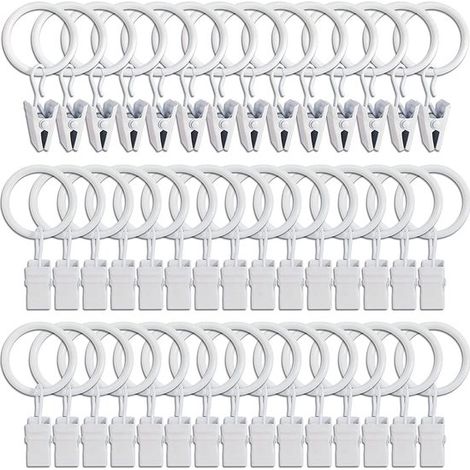 Gardinenringe mit Clips – Edelstahl – 45 Stück – Ringe für Gardinen – Gardinenhaken – Gardinenstangenhaken (1/5)