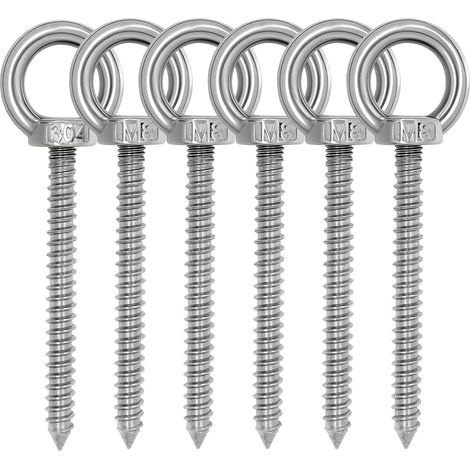 Lot de 6 vis à œillets autotaraudeuses en acier inoxydable M8 (1/5)
