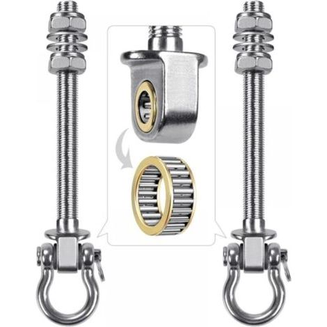 Lot de 2 crochets de balançoire avec roulement en acier inoxydable 304 pour poutres en bois et métal, parfaits pour accrocher des hamacs, des balançoires de yoga, une balançoire de porche (1/5)