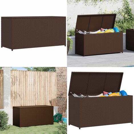Caja de almacenaje jardín ratán sintético marrón 120x50x60 cm - Caja de cojines - Caja de almacenamiento exterior