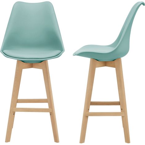 Set di 2 sgabelli da bar seduta con schienale e poggiapiedi 105 cm verde 030002780