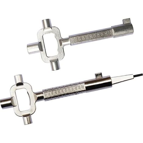 2pcs Universal Lock Key, Universal Construction Key, Zinc Alloy Universal Key for Windows and Doors (Silver Color)