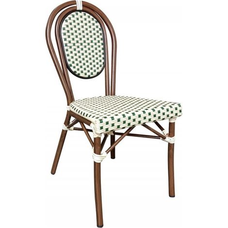 Chaise BASTILLE empilable coloris crème et Vert - lot de 6 - Prodirest (1/4)