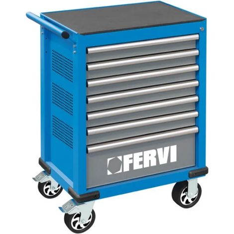 Fervi C960CA Cassettiera mobile 7 cassetti con assortimento 290 Pz.