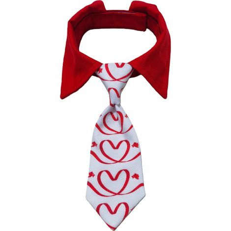 Niedliche und trendige Hundekrawatte, Haustierhalsband zum Valentinstag, Katzenfliege im britischen Stil mit Herzmuster, Lätzchen-Accessoire für Haustiere (Größe L) (1/5)